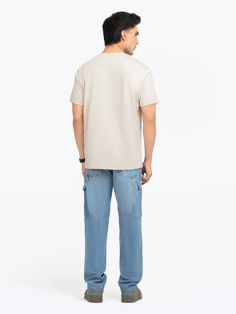 Men's Light Beige Graphic Tee - EMTGT5-003