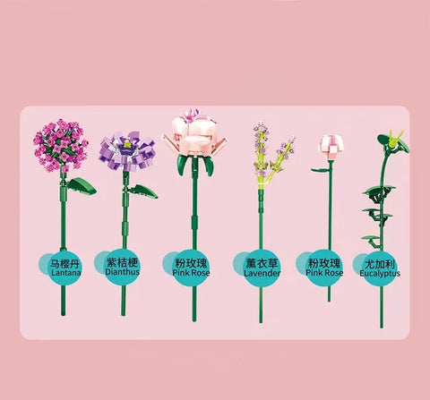 Girls Building Toys Bricks Flower Puzzle with Lighting and Greeting card